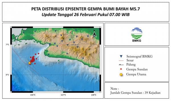 Terbaru, 39 Kali Gempa Susulan Terjadi di Bayah Banten