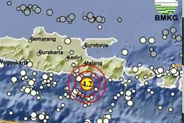 Gempa Hari Ini M 4,2 Guncang Malang, Berpusat di Laut Gempa Hari Ini M 4,2 Guncang Malang, Berpusat di Laut