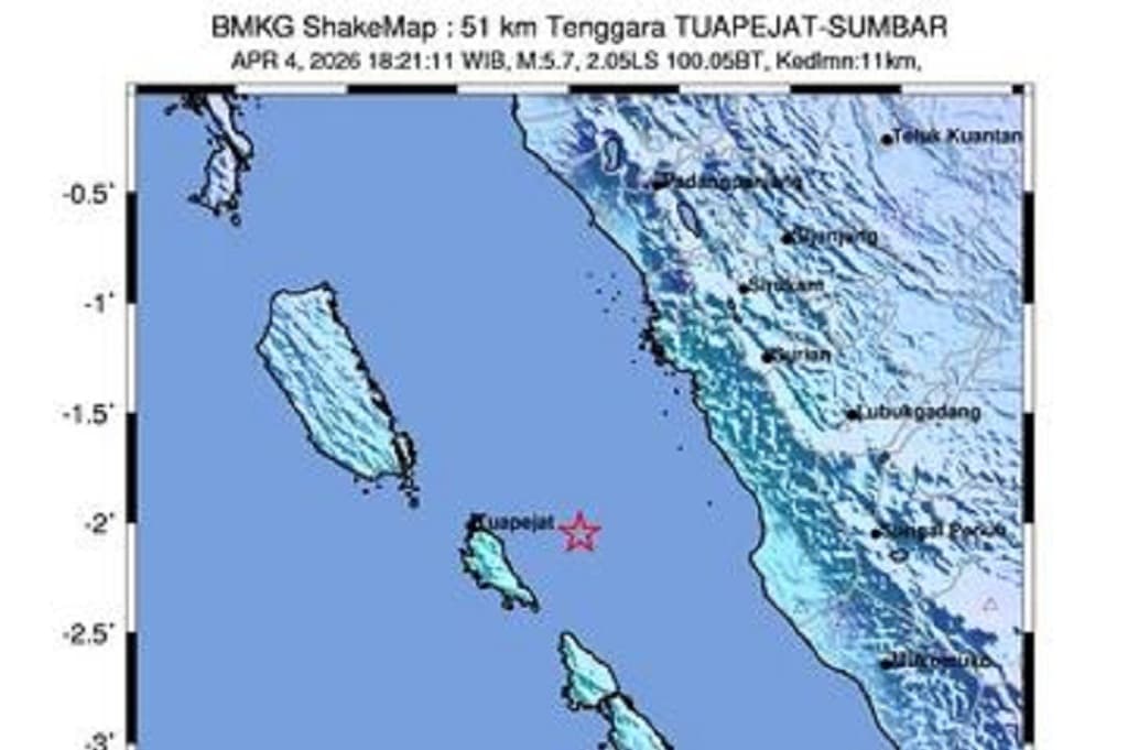 Gempa Hari Ini Magnitudo 5,7 Guncang Tuapejat Kepulauan Mentawai Gempa Hari Ini Magnitudo 5,7 Guncang Tuapejat Kepulauan Mentawai