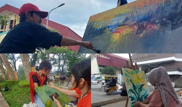 Puluhan Seniman Lukis Kota Tasikmalaya Melukis Bersama dengan Masyarakat di Halaman GCC