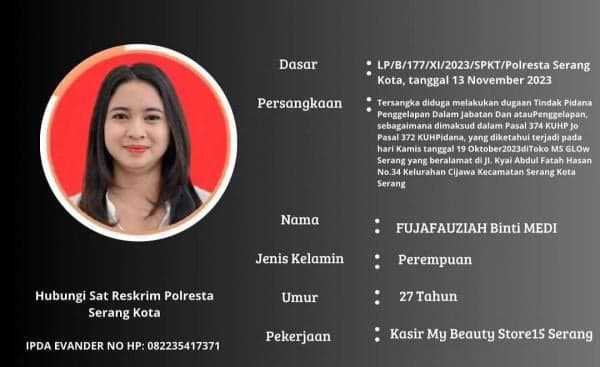 DPO Wanita Cantik Tersangka Penggelapan Dana Rp1,3 Miliar Berhasil Diamankan Polisi DPO Wanita Cantik Tersangka Penggelapan Dana Rp1,3 Miliar Berhasil Diamankan Polisi