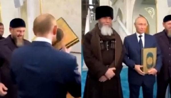 Viral, Presiden Rusia Vladimir Putin Cium Al-Quran Berlapis Emas saat Kunjungi Masjid Nabi Isa