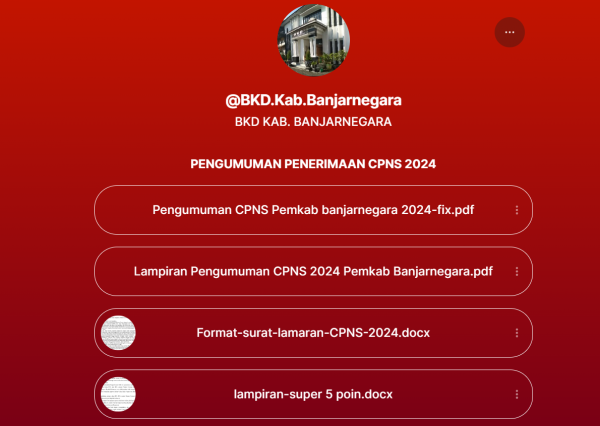 Info CPNS Banjarnegara 2024, 70 Lowongan CPNS dibuka Untuk Umum