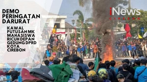 Ricuh!! Demo Kawal Putusan MK di DPRD Kota Cirebon, Masa Saling Dorong dengan Aparat Kepolisian