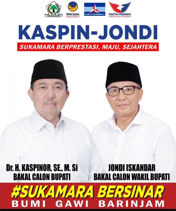 Diusung 4 Partai, Kaspin-Jondi bakal Daftar ke KPU Sukamara 27 Agustus