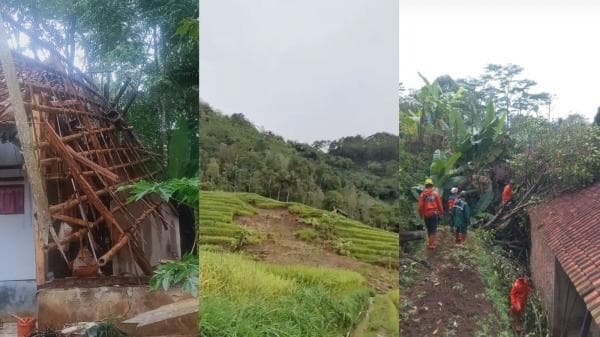 Hujan Lebat Disertai Angin Kencang Landa Ciamis, Longsor hingga Rumah Ambruk Terjadi di 9 Kecamatan