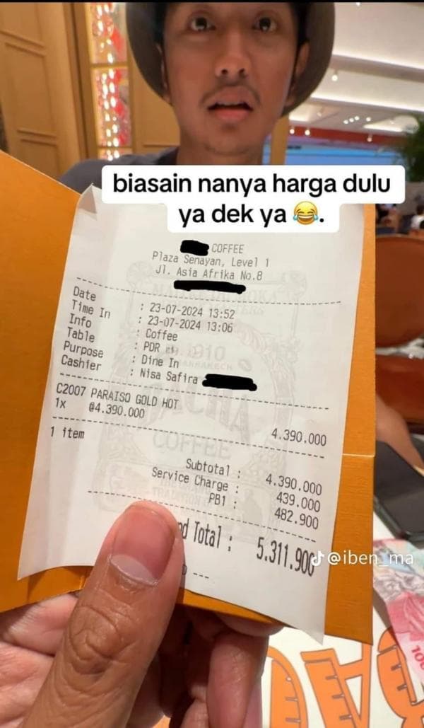 Kaget Bukan Kepalang, Iben MA Bayar Kopi Rp5 Juta di Kafe Mewah Kawasan Senayan