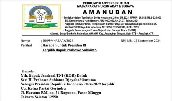 Perkumpulan Masyarakat Adat Amanuban Bersurat ke Presiden RI Terpilih, ini Permintaan Mereka