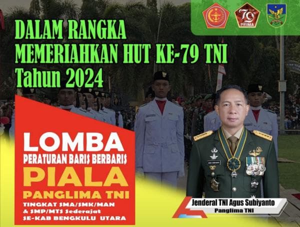 Sambut HUT TNI ke 79, Kodim 0423 Bengkulu Utara Gelar Lomba PBB Tingkat Pelajar