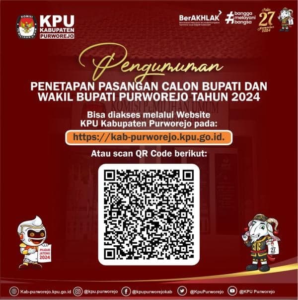 KPU Purworejo Tetapkan 2 Paslon Peserta Pemilihan Bupati dan Wakil Bupati