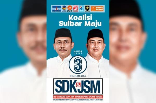 Nomor Urut 3 di Pilgub, SDK-JSM Insya Allah Menuju Gubernur ke-3 Sulbar