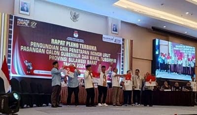 Pengundian Nomor Urut Paslon Pilgub Sulbar 2024, ABM-Arwan Nomor 2, SDK-JSM Nomor 3