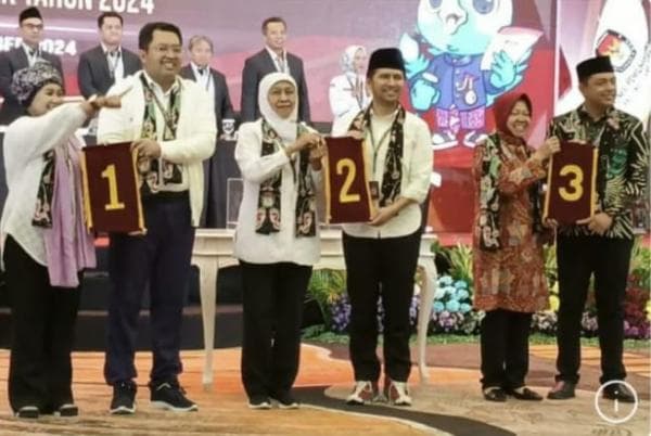 Paslon Pilgub Jatim 2024 dapat Nomor Urut, Luluk-Lukmanul 1, Khofifah-Emil 2, Risma-Gus Hans 3