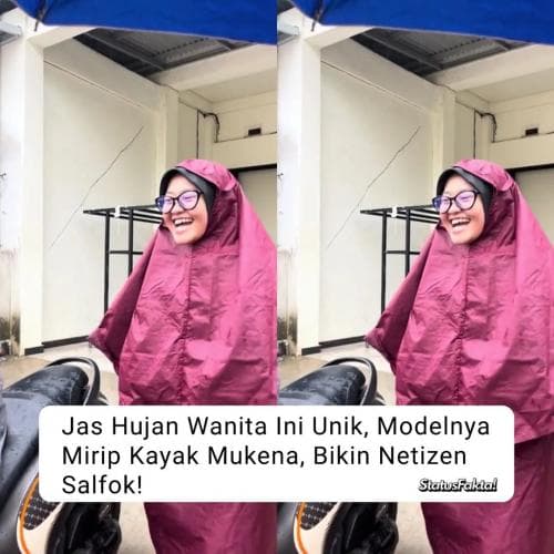 Viral Ngakak Wanita Pakai Jas Hujan Unik Mirip Mukena, Netizen pun Jadi Salfok