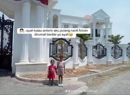 Viral! Ayah Ajak 2 Puterinya Foto di Depan Rumah Orang Kaya, Kisahnya Bikin Haru