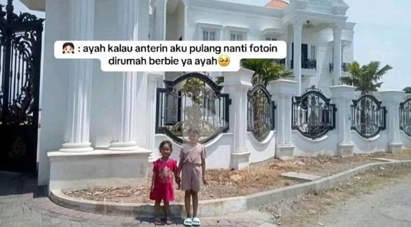 Viral! Ayah Ajak Anaknya Foto di Depan Rumah Orang Kaya Terekam CCTV, Dapat Kejutan Pemilik Rumah