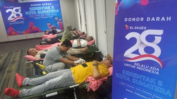 HUT ke-28, Karyawan XL Axiata Gelar Donor Darah Serentak di Sumatera