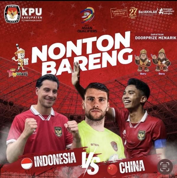 KPU Kobar Gelar Nobar Kualifikasi Pildun 2026, Infonesia vs China