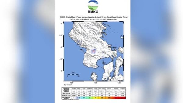 Gempa M 2.4 Guncang Ladongi, Kolaka Timur