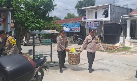 Polsek Dumai Barat dan Warga Gotong Royong Ciptakan Suasana Kondusif Jelang Pilkada