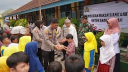 Keceriaan Siswa SDN Paozan Indihiang saat Terima Makan Bergizi Gratis dari Polres Tasikmalaya Kota