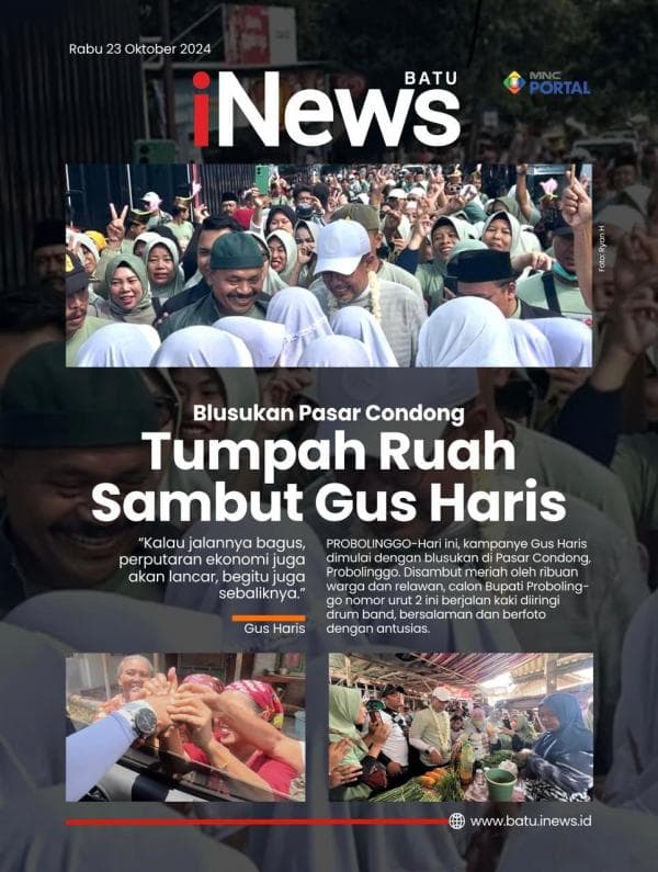 Ribuan Warga Tumpah Ruah Sambut Blusukan Gus Haris di Pasar Condong Probolinggo