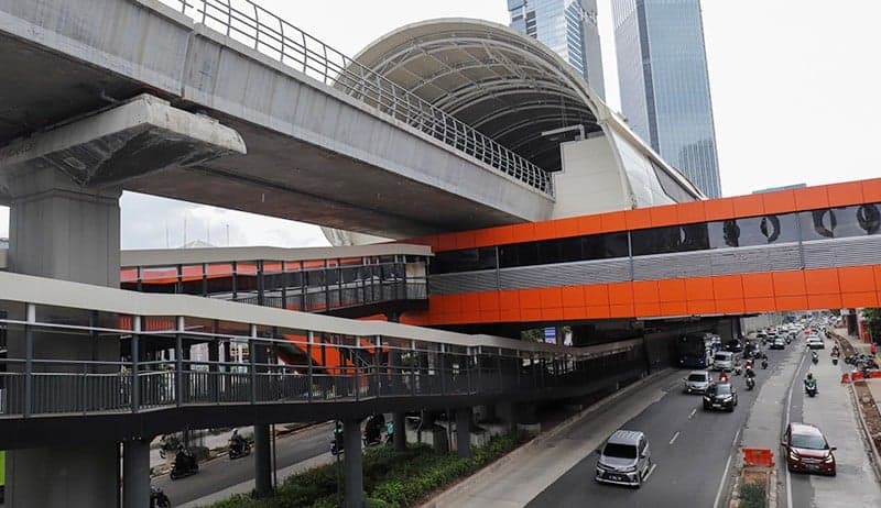 Penampakan Stasiun LRT Rasuna Said Terintegrasi dengan Transjakarta Penampakan Stasiun LRT Rasuna Said Terintegrasi dengan Transjakarta