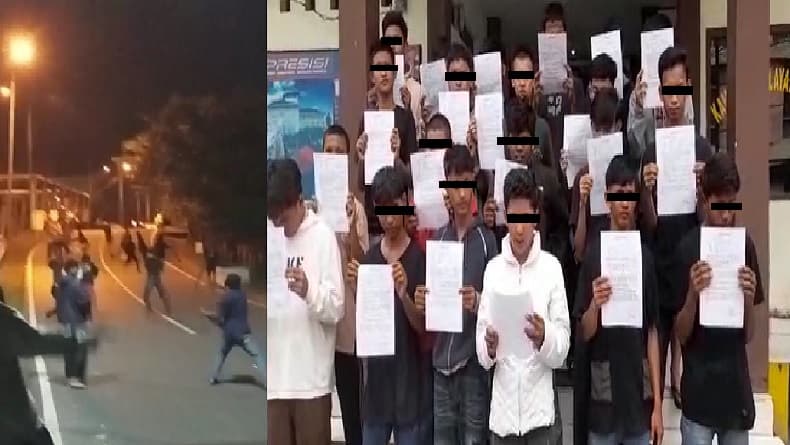Viral Video Puluhan Remaja Perang Sarung di Tanjab, Ngaku Hanya Konten saat Ditangkap