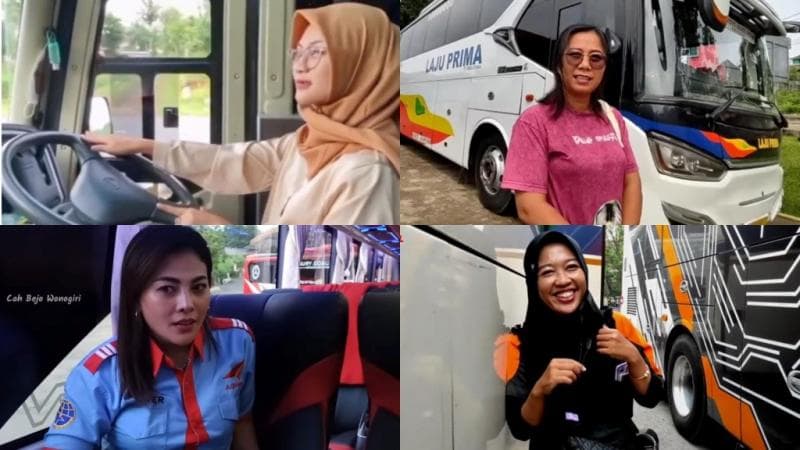 Deretan Sopir Bus Perempuan, Ada yang Punya 3 Anak sampai Hijaber Cantik Tenang di Balik Kemudi Bus