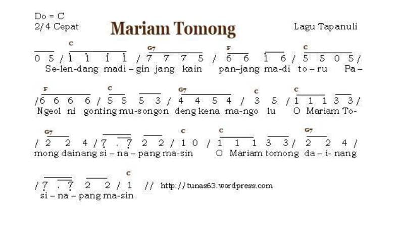 Lirik Lagu Mariam Tomong dan Artinya Lirik Lagu Mariam Tomong dan Artinya