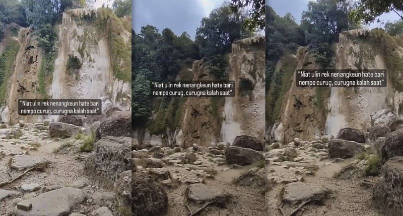 Niat Mau Liburan ke Curug di Sukabumi, Wisatawan Kaget Ternyata Airnya Kering Niat Mau Liburan ke Curug di Sukabumi, Wisatawan Kaget Ternyata Airnya Kering
