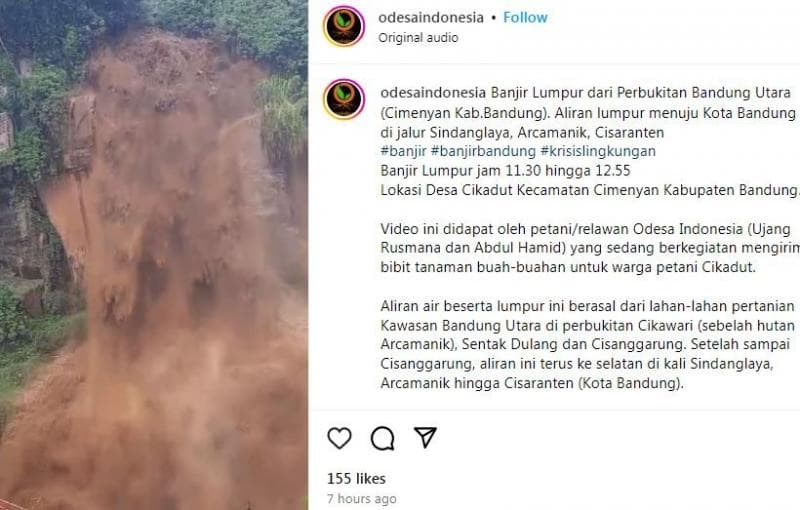 Viral Banjir Lumpur di Curug Batu Templek Cimenyan Bandung, Begini Faktanya