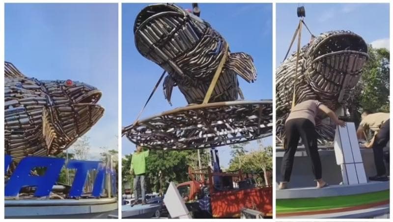 Patung Ikan Bandeng Terbuat Lebih dari 4.000 Knalpot Brong Diresmikan, Begini Penampakannya Patung Ikan Bandeng Terbuat Lebih dari 4.000 Knalpot Brong Diresmikan, Begini Penampakannya