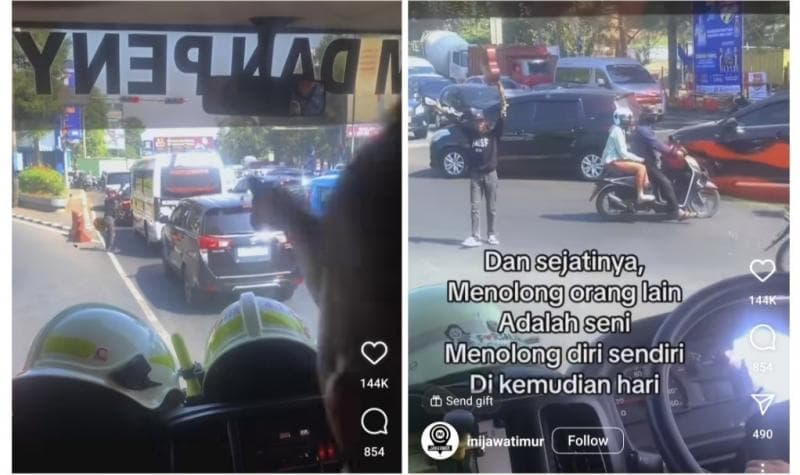 Viral Pengamen Lari Pontang-panting Bantu Mobil Pamadam Kebakaran Terjebak Macet di Lampu Merah Viral Pengamen Lari Pontang-panting Bantu Mobil Pamadam Kebakaran Terjebak Macet di Lampu Merah