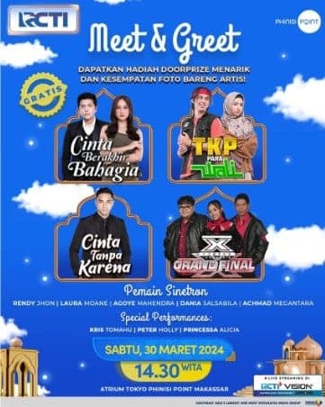 Pemain Sinetron RCTI Cinta Berakhir Bahagia hingga TOP 3 X Factor Indonesia Siap Meriahkan Meet and Greet RCTI di Makassar Pemain Sinetron RCTI Cinta Berakhir Bahagia hingga TOP 3 X Factor Indonesia Siap Meriahkan Meet and Greet RCTI di Makassar