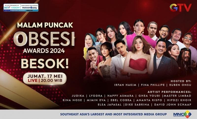 Besok, Lyondra dan Judika Meriahkan Penghargaan Dunia Selebriti Obesisi Awards 2024