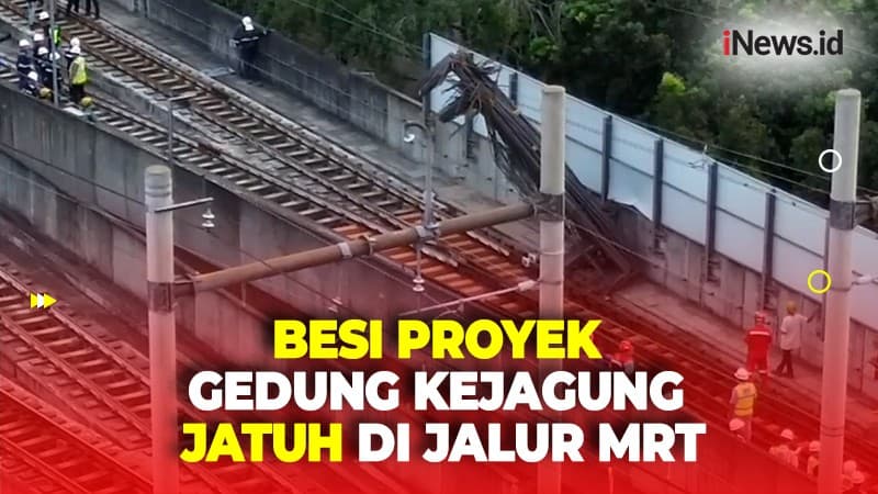 Besi Proyek Gedung Kejagung Jatuh dari Crane ke Jalur MRT, Diduga Terkena Angin Kencang