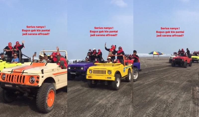 Viral Wisata Mobil Jeep di Parangtritis Ganggu Wisatawan, Netizen: Bisa Kelindes yang Main di Pantai