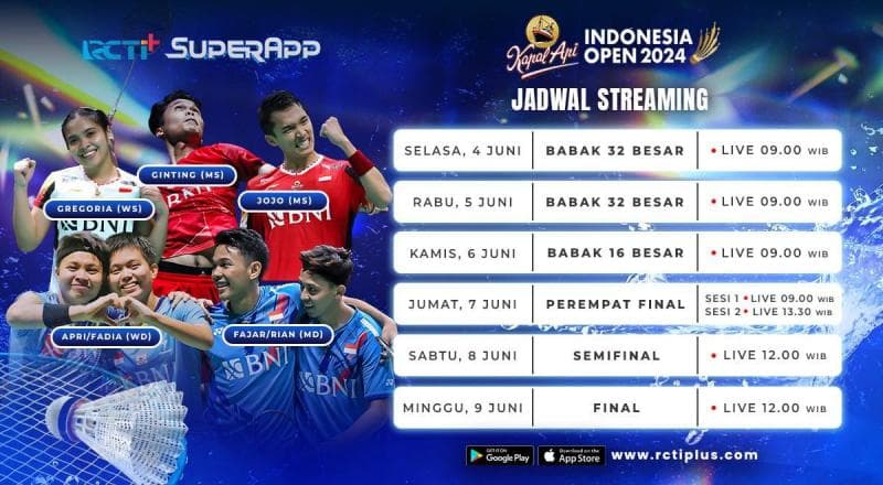 Wakil Indonesia Bertanding di Indonesia Open 2024, Ini Jadwal Lengkapnya di RCTI+ SuperApp!