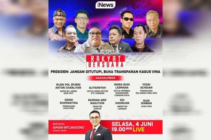 Usut Tuntas Kasus Vina Cirebon: Malam Ini di Rakyat Bersuara bersama Aiman Witjaksono dan Narasumber Kredibel, Live hanya di iNews
