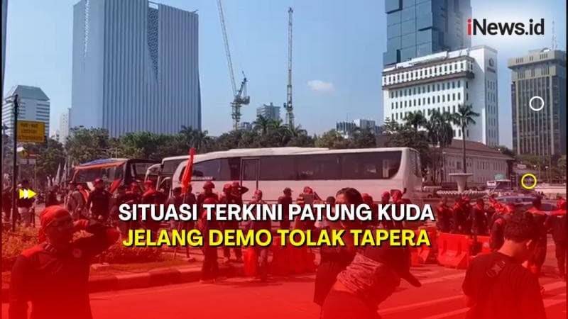 Demo Tolak Tapera, Iring-iringan Massa Mulai Berdatangan ke Kawasan Patung Kuda 