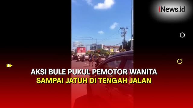 Viral Bule Berulah Lagi, Pukul Pemotor Wanita Sampai Jatuh di Tengah Jalan Kuta