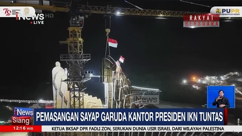 Detik-Detik Pemasangan Bilah Terakhir Sayap Garuda Kantor Presiden di IKN