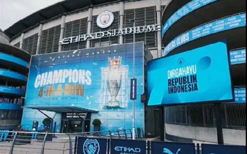 Man City Ikut Rayakan HUT-RI Ke-79, Ucapan Dirgahayu Republik Indonesia Mejeng di Etihad Stadium