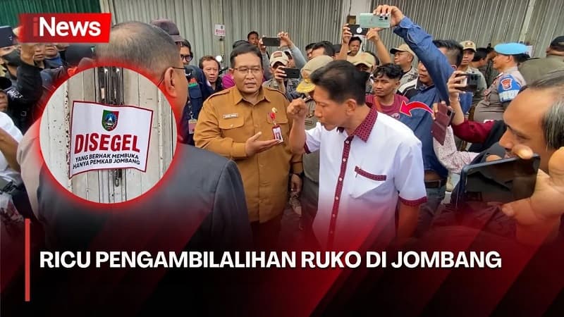 Ricuh! Puluhan Anggota Satpol PP Usir Pengusaha yang Kuasai Lahan Ruko Milik Pemkab Jombang