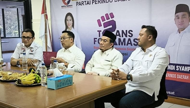 Silaturahmi ke DPW Partai Perindo Jakarta, Ridwan Kamil-Suswono Kompak Pakai Kemeja Putih