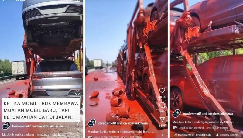 Viral Mobil Baru Pesanan Konsumen Tersiram Cat saat Diangkut Truk Towing, Pemilik Nangis