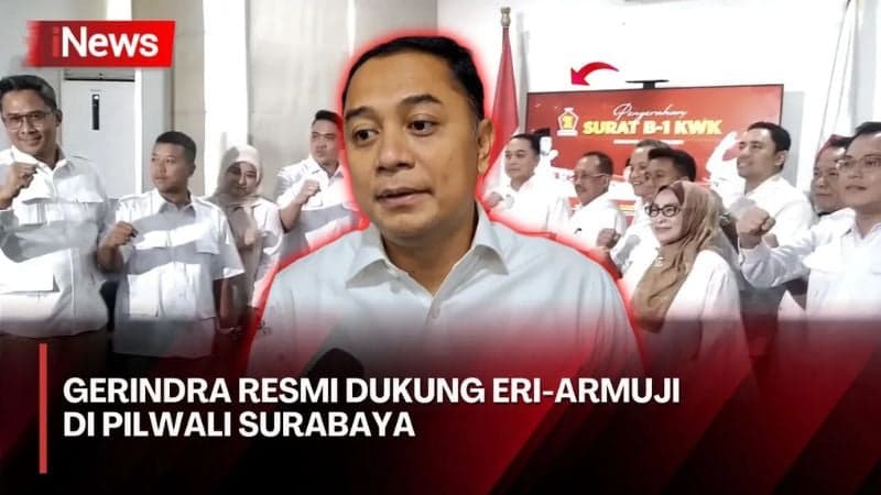 Dapat Dukungan Gerindra, Eri Cahyadi-Armuji Siap Sukseskan Program Prabowo di Surabaya