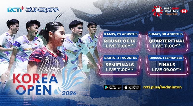 Link Live Streaming Korea Open 2024 di RCTI+ dari 16 Besar hingga Final 