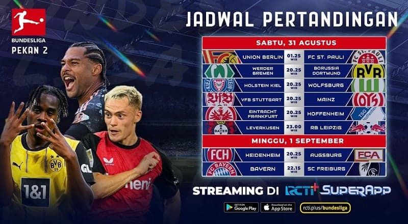 Link Live Streaming Bundesliga Pekan Ke-2 di RCTI+